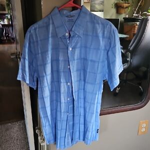 Izod Light Blue Plaid Casual Shirt